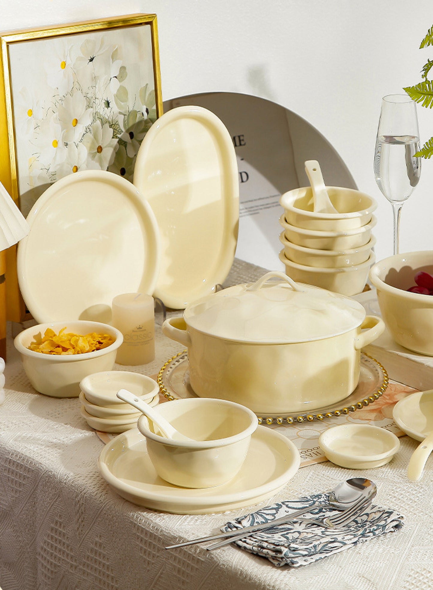 Cream Dinnerware Porcelain Set