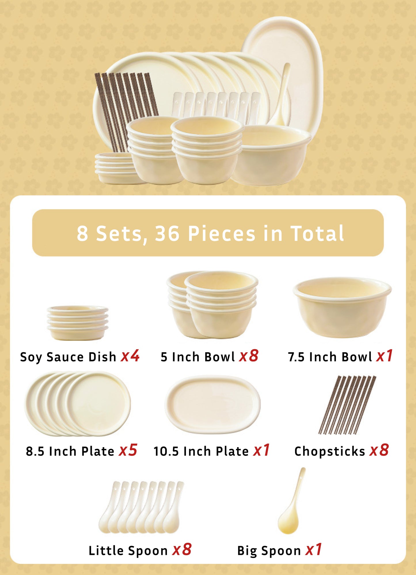 Cream Dinnerware Porcelain Set