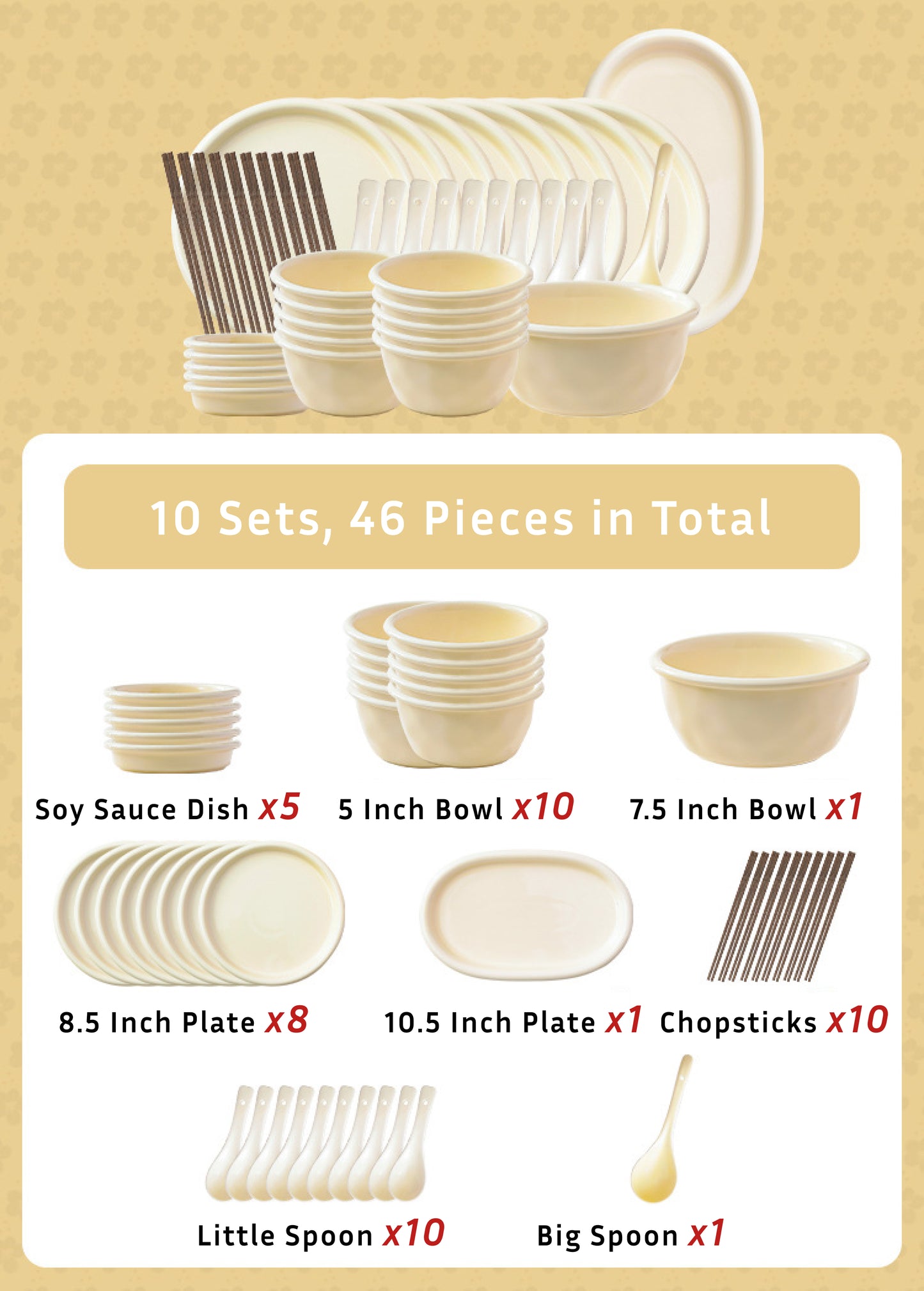 Cream Dinnerware Porcelain Set