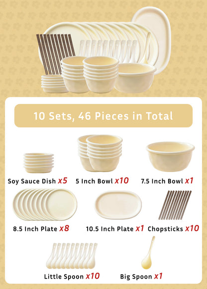 Cream Dinnerware Porcelain Set