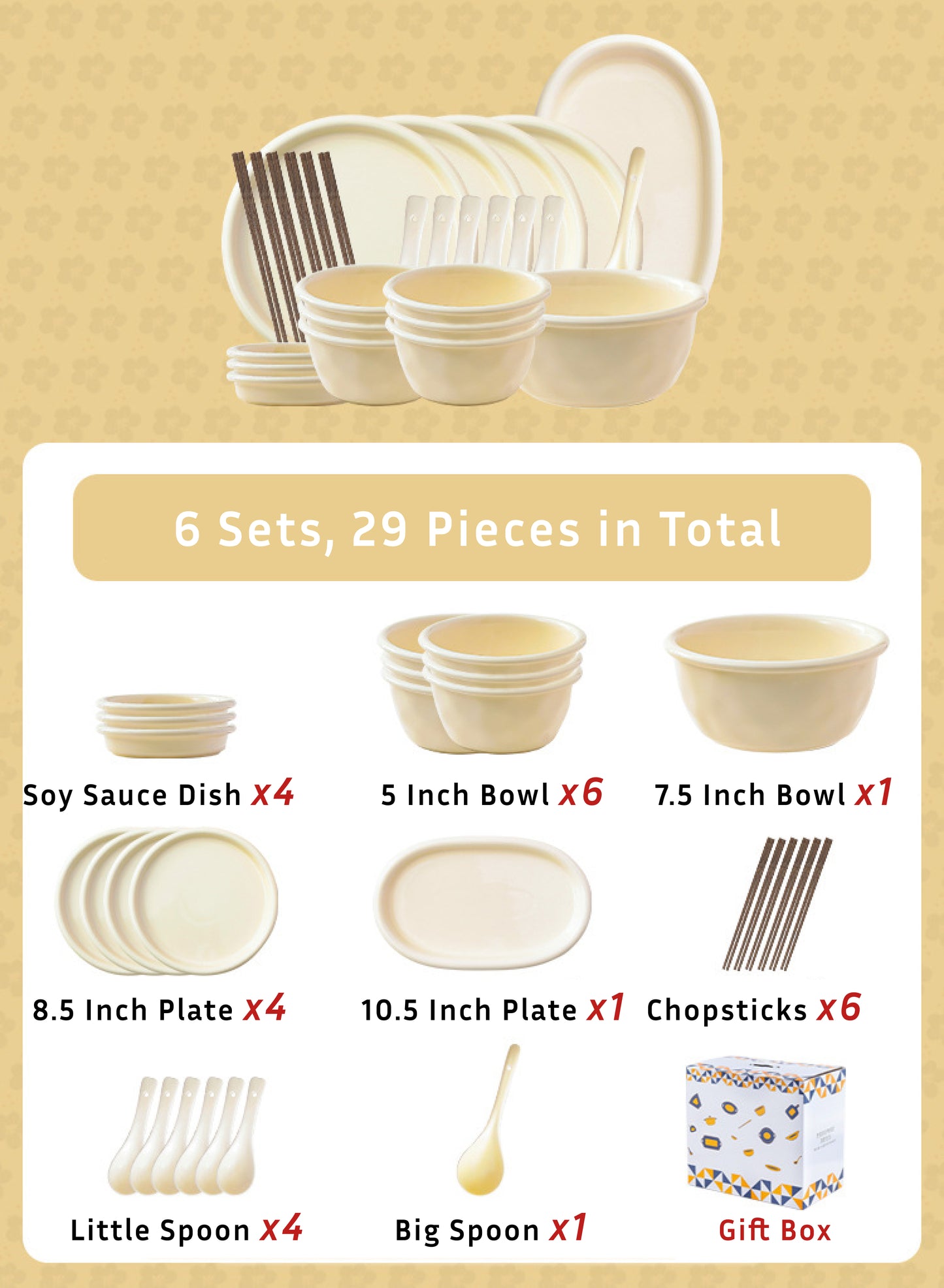 Cream Dinnerware Porcelain Set