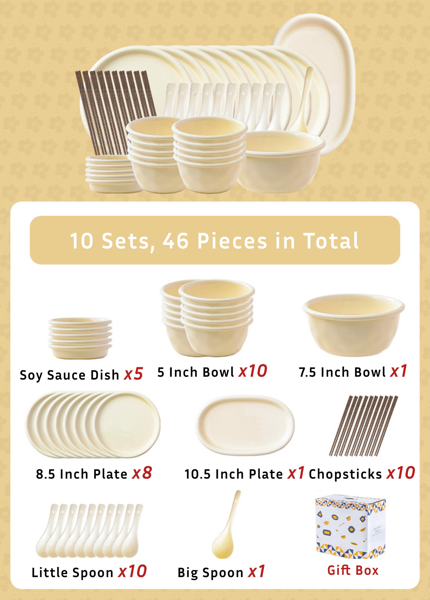 Cream Dinnerware Porcelain Set