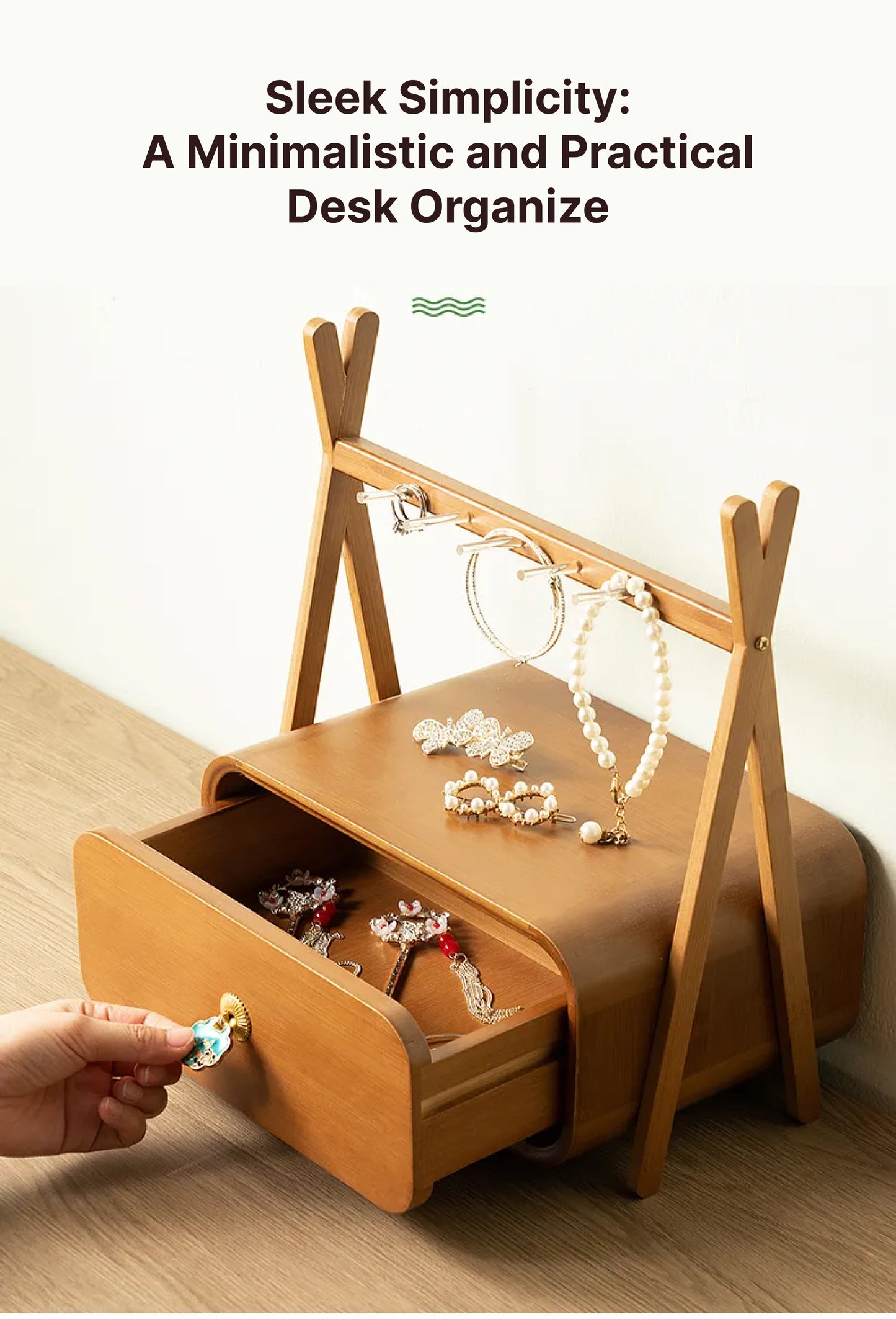 Bamboo Jewelry Organizer With Mirror