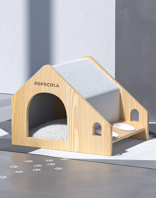 Pet House With Integrated Feeding Station