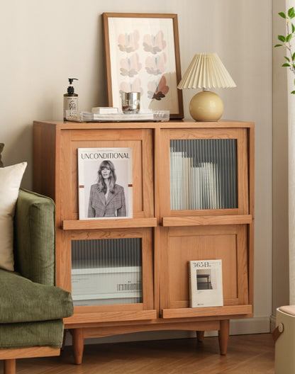 Classical Sideboard, Storage Cabinet, Magazine Cabinet, Solid Wood with Glass