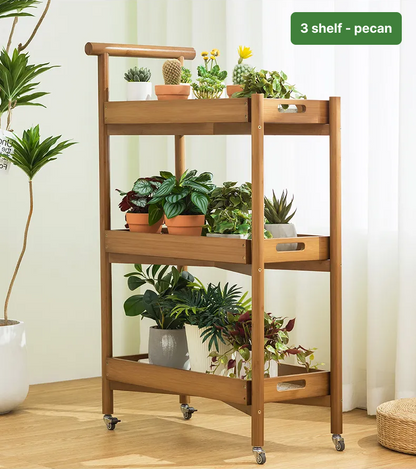 Bamboo cart, plant stand, rolling shelf